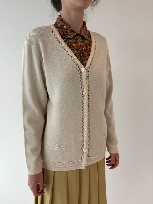 Cardigan luxury italian din lana pura extrafina brodat manual