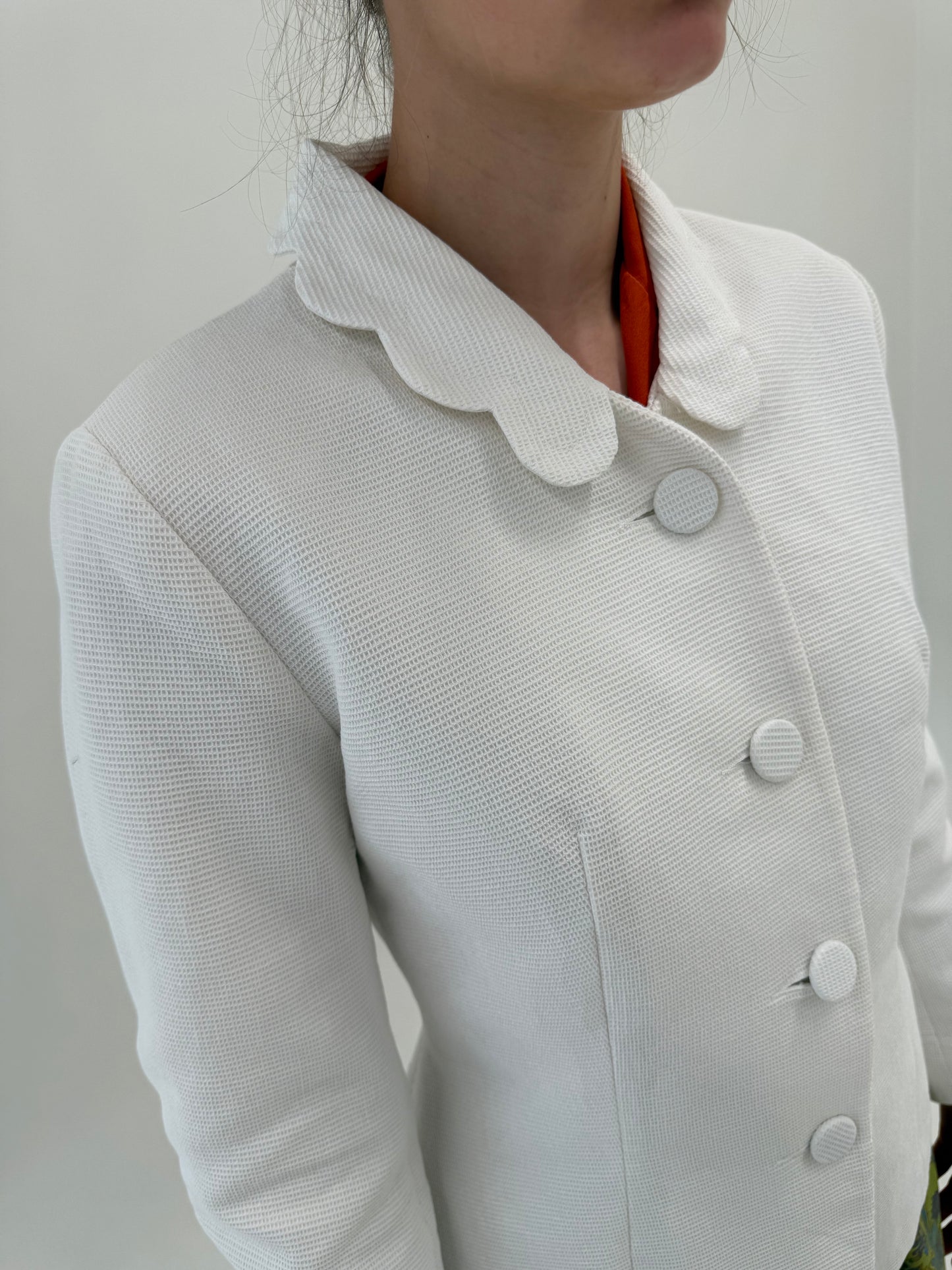 Sacou vintage italian ultra cambrat excepțional din seersucker
