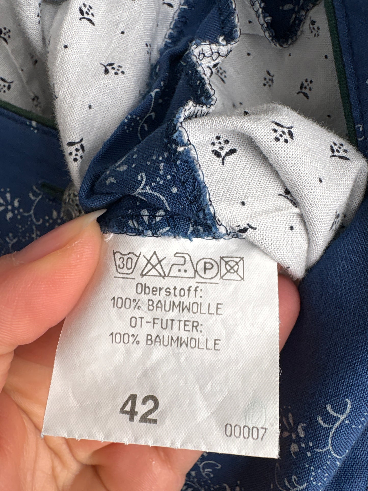 Rochie vintage maxi jeans blue cu corsaj și print floral delicat din pânză de bumbac