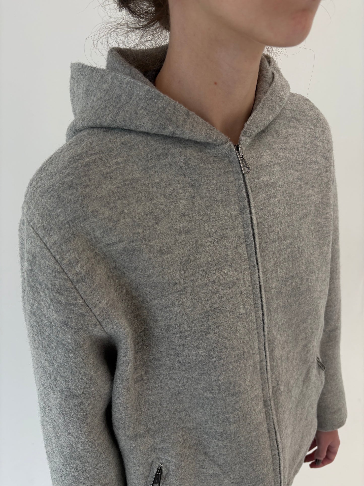 Jacheta cu glugă din boiled wool petite cu influențe sport