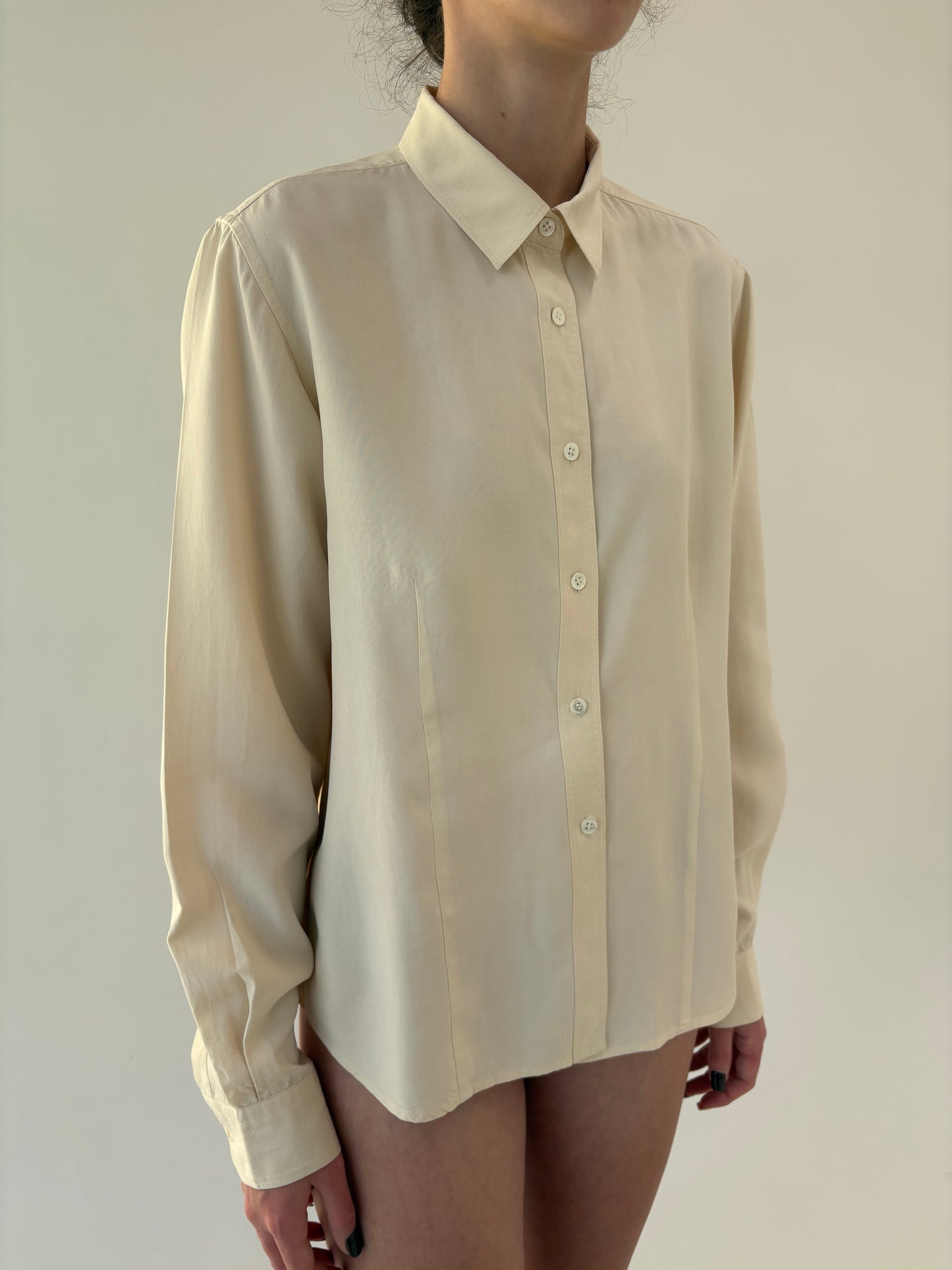 Cămașa high end italiană din mătase naturală mată groasă în croi actual