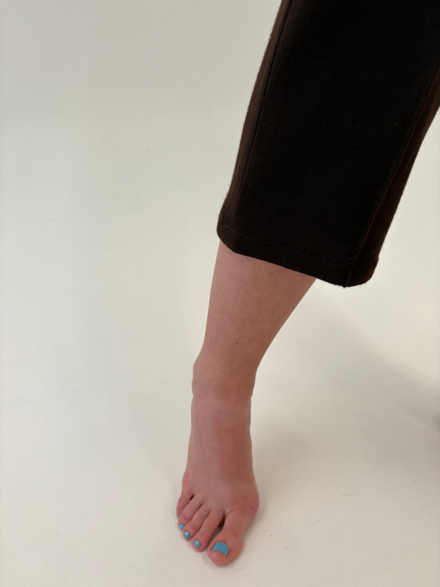 Pantaloni high end italieni cu talie ultra înaltă din tricot de lana merino