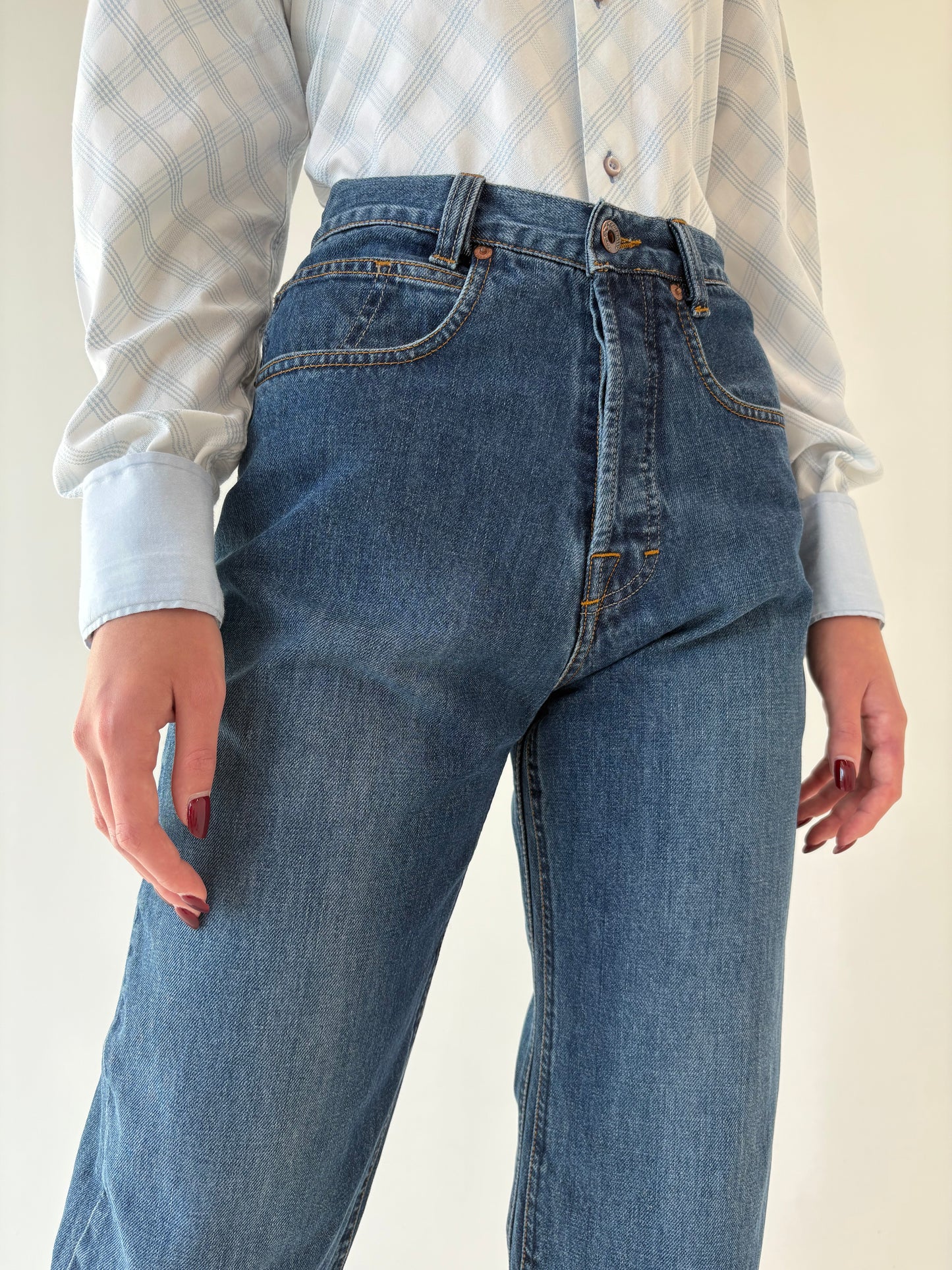 Jeans vintage premium tall classic wash cu talie ultra înaltă