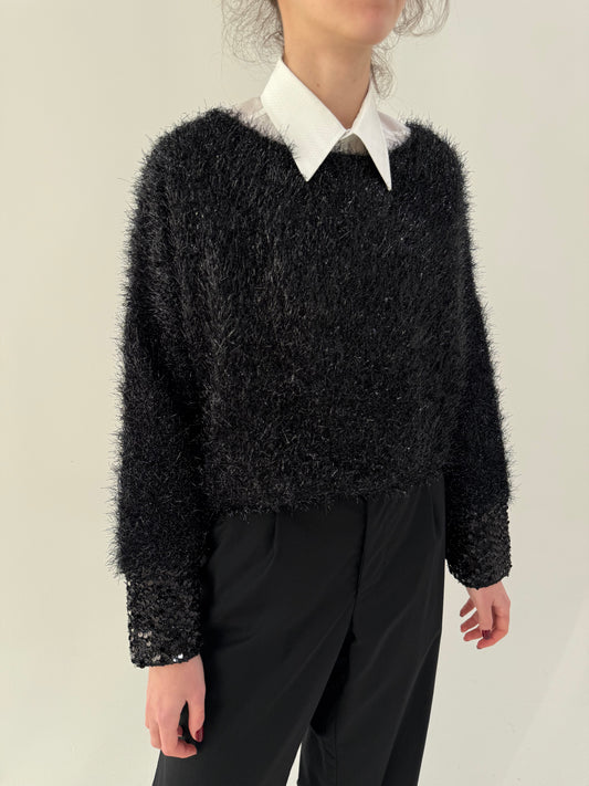 Pulover prețios din lurex în croi lejer