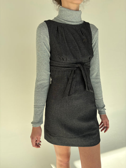 Sarafan Liu&Jo din mix de lana extrafina cu drapaj si talie ultra înaltă