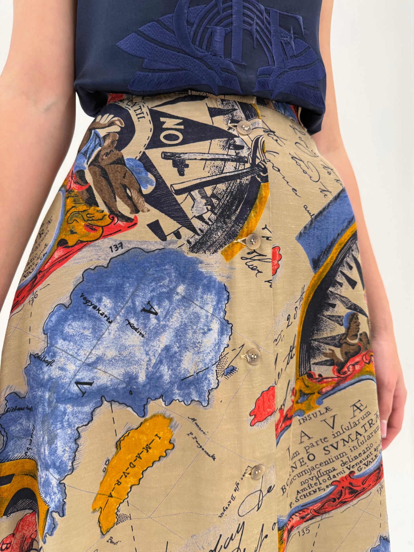 Fustă maxi luxury Byblos cu print și buzunare extrem de vaporoasă