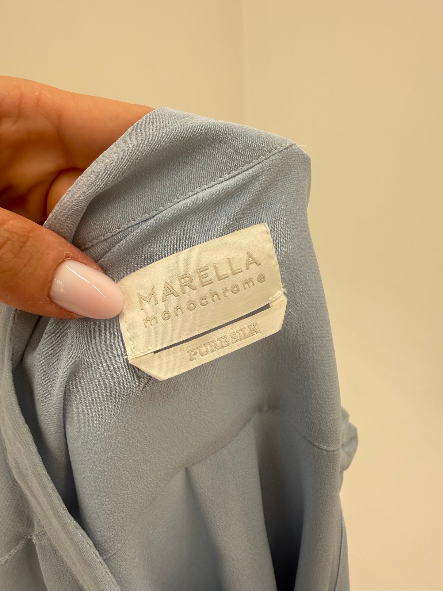 Cămașa baby blue Marella by Max Mara din mătase naturală în croi oversized