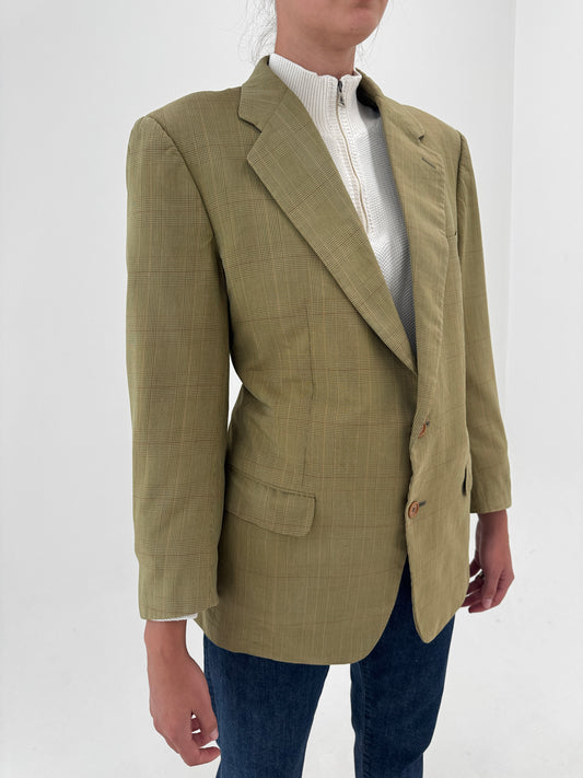 Sacou Burberry vintage în carouri fine din stofă de bumbac