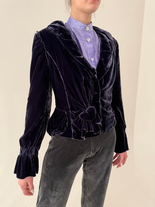 Sacou ultra chic cambrat din catifea cu mătase naturală