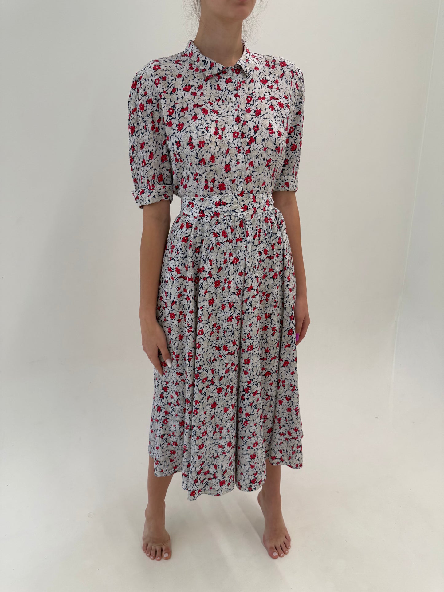 Set vintage luxury Mondi by Escada cu print floral superb în combinație clasică