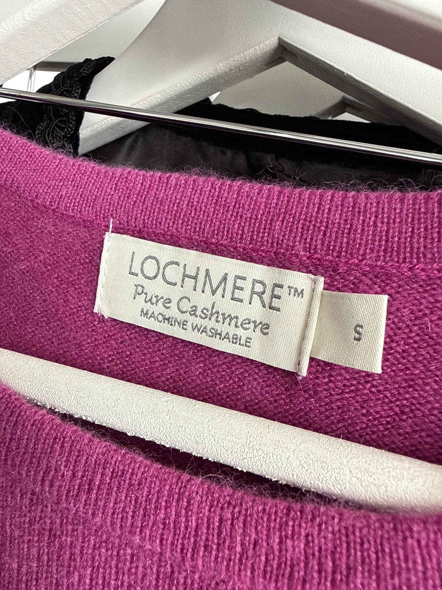 Pulover dark magenta din cașmir crew neck