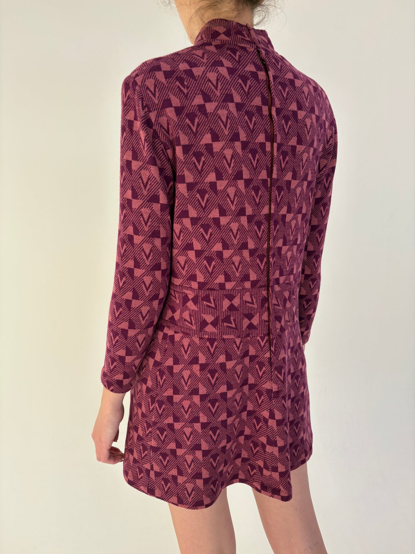 Rochie mini old vintage din lana extrafina early 70’s