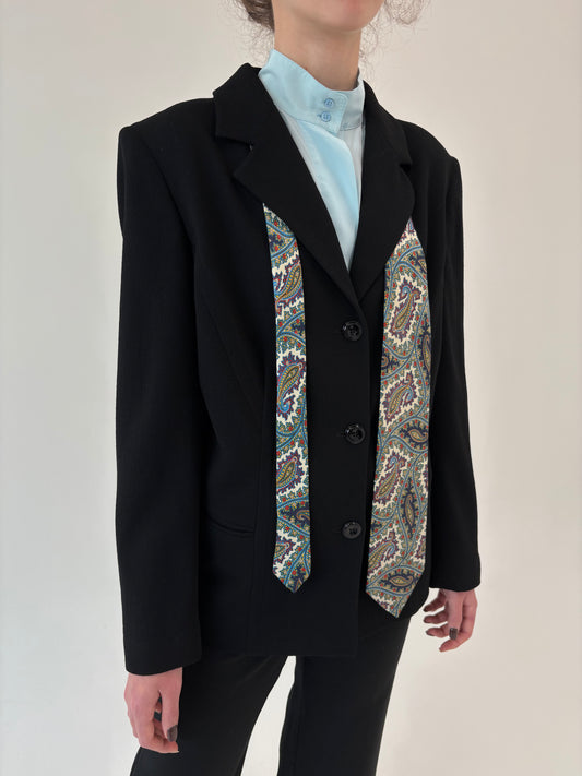 Cravata YSL din mătase naturală cu print paisley