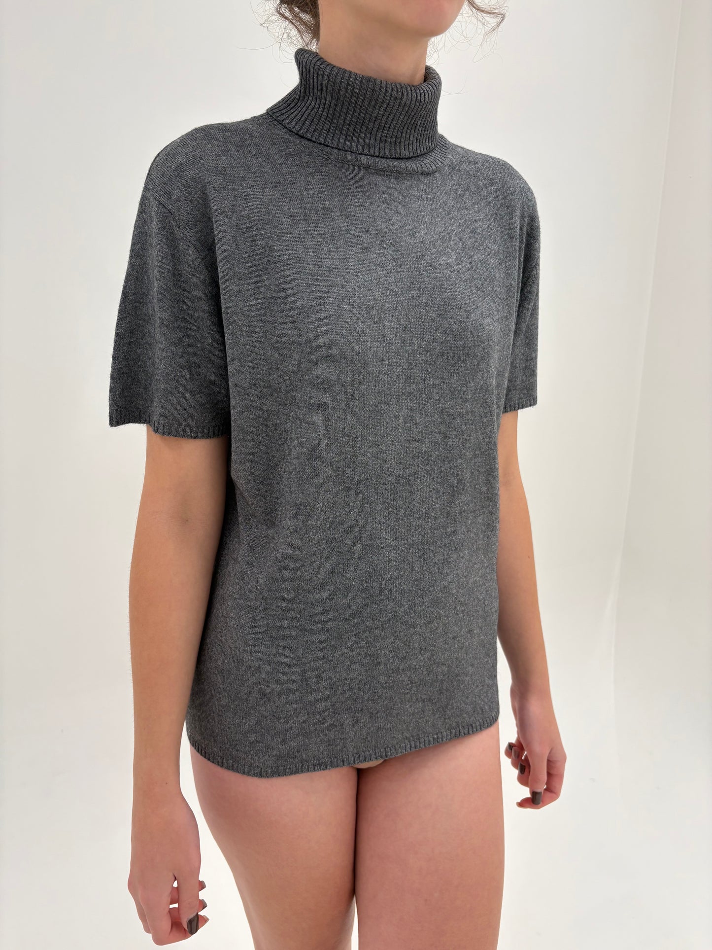 Maleta charcoal gray din cașmir și mătase naturală