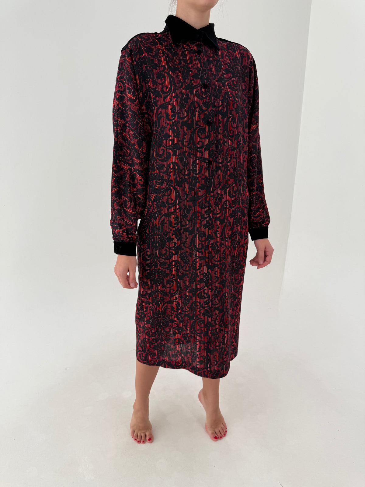 Rochie vintage maxi italiană în croi retro modem cu buzunare și culori superbe
