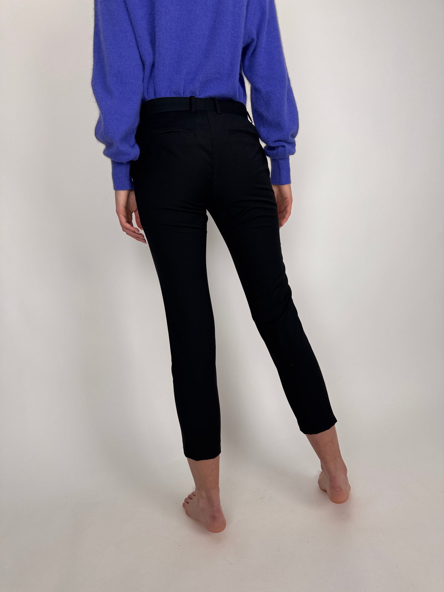 Pantaloni negri petite Versace din mix de lana extrafina