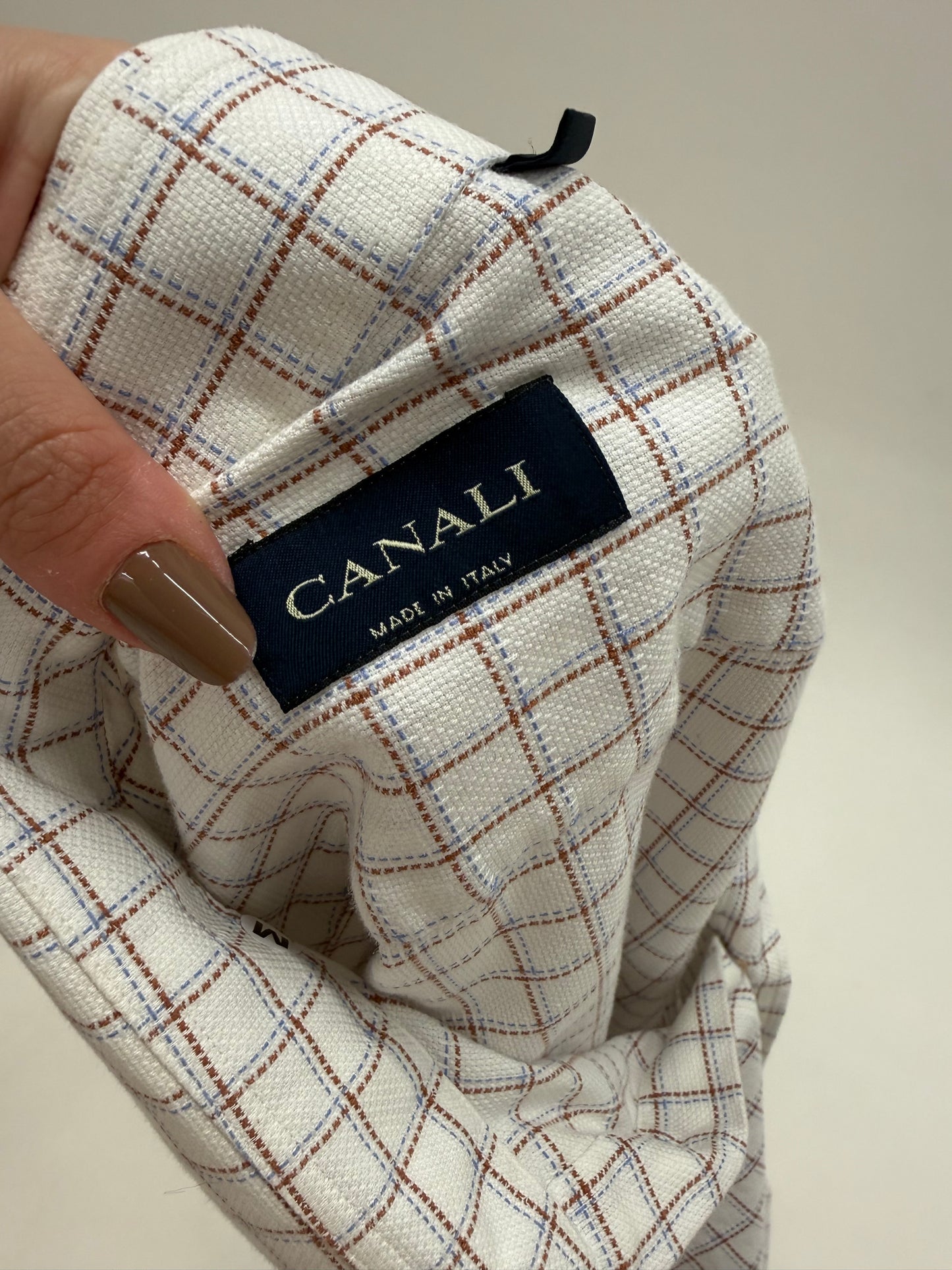 Cămașa Canali în carouri fine din poplin de bumbac ca un jacquard