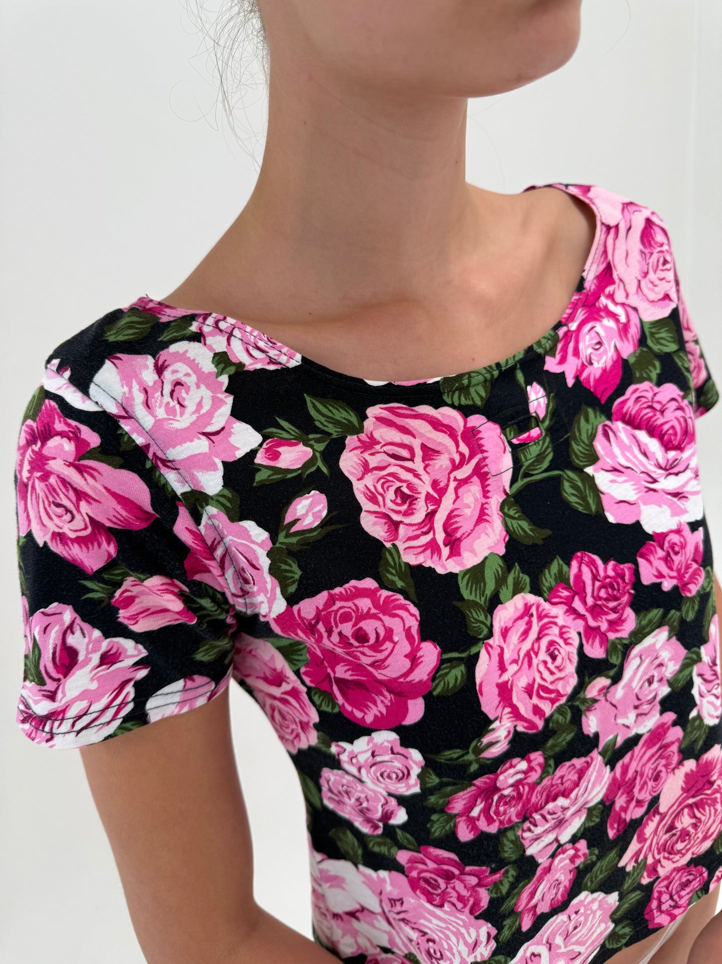 Top vintage Moschino ultra feminin din bumbac modelator de gramaj mare