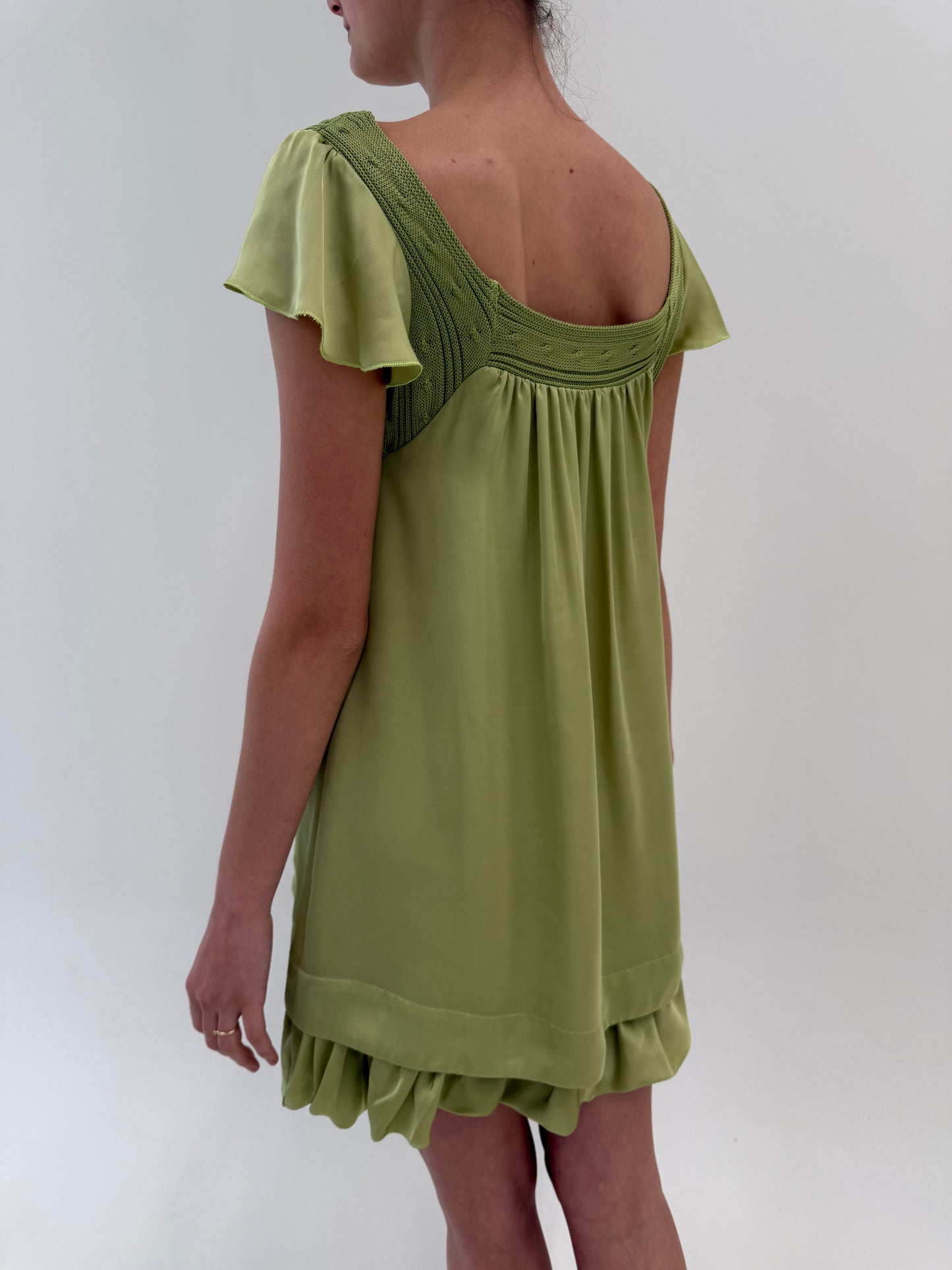 Rochie ultra chic italiană din mătase naturală verde crud