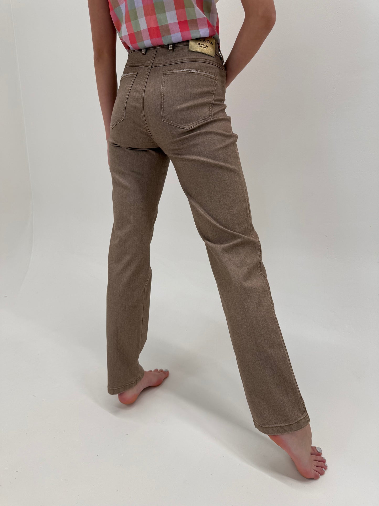 Pantaloni Escada de vară care au lait din bumbac modelator tall