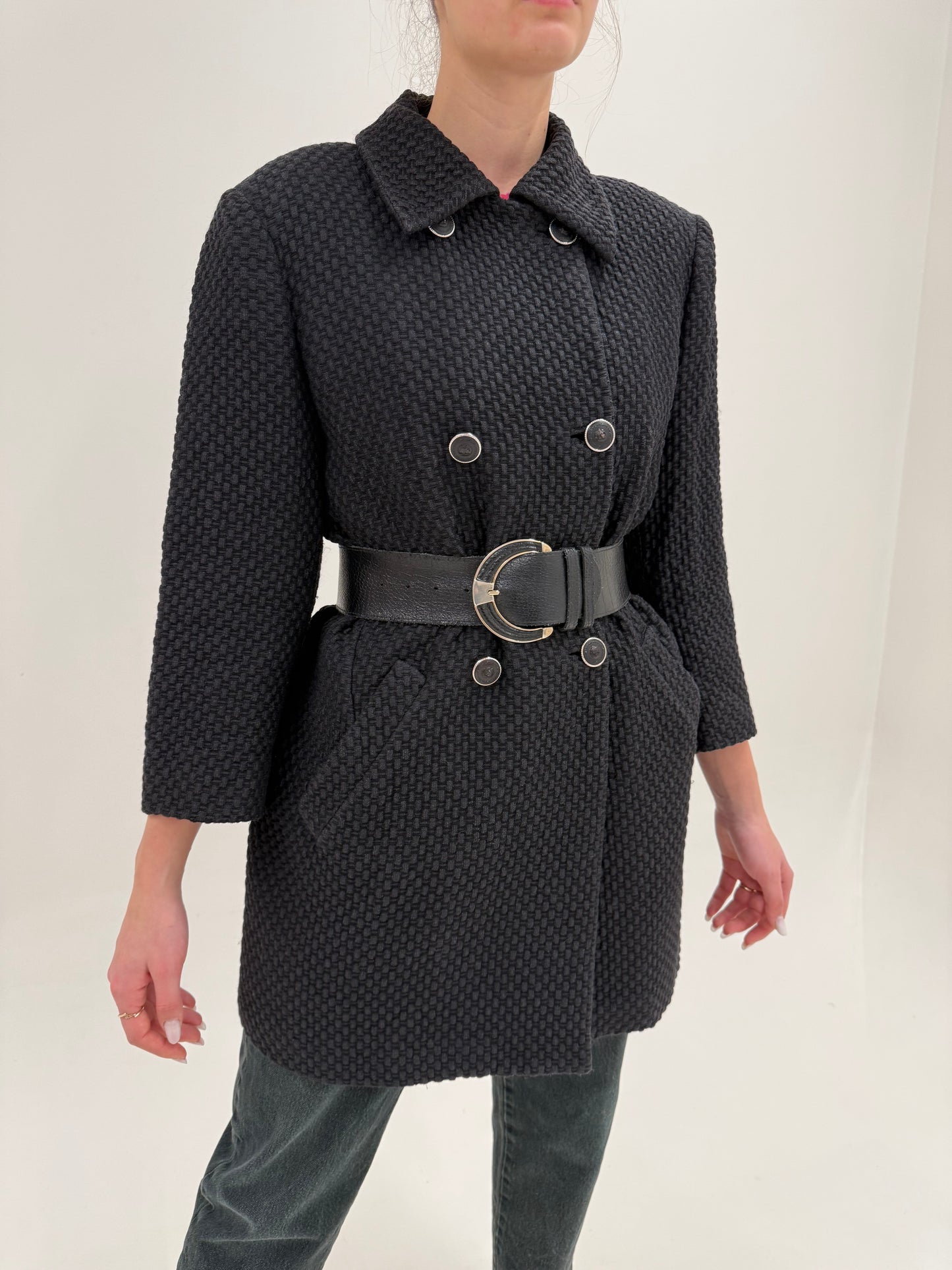 Pardesiu vintage Versace anii 90 de primăvară din lana extrafina și bumbac