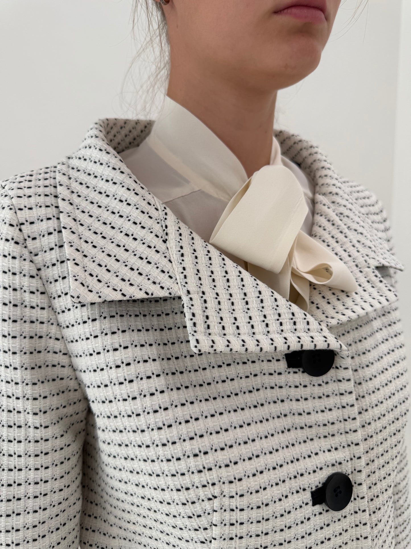 Sacou cambrat Max Mara din tweed ușor structurat de bumbac