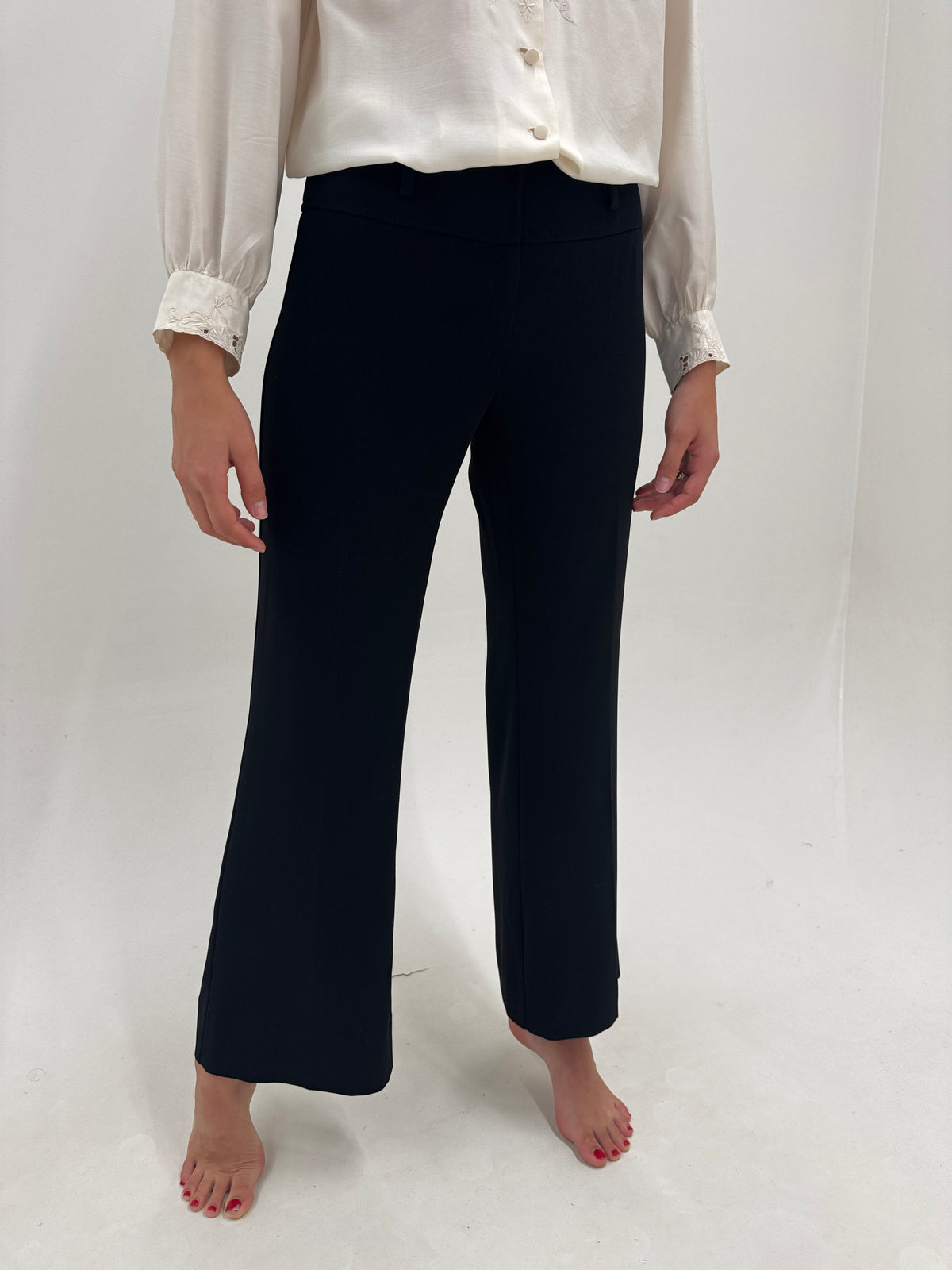 Pantaloni Marella by Max Mare negri business evazați din vascoza grea
