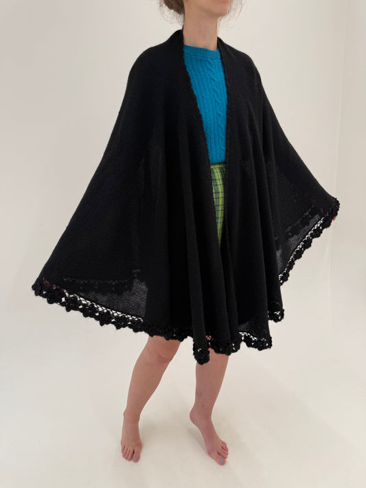 Capa luxury neagra din 100% alpaka hand made