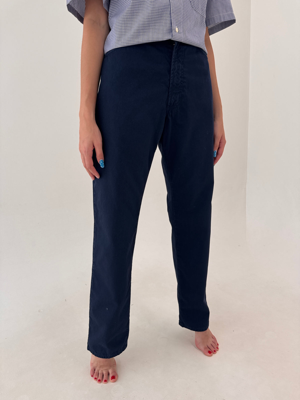 Pantaloni tall luxuryTrussardi dark wash in croi clasic