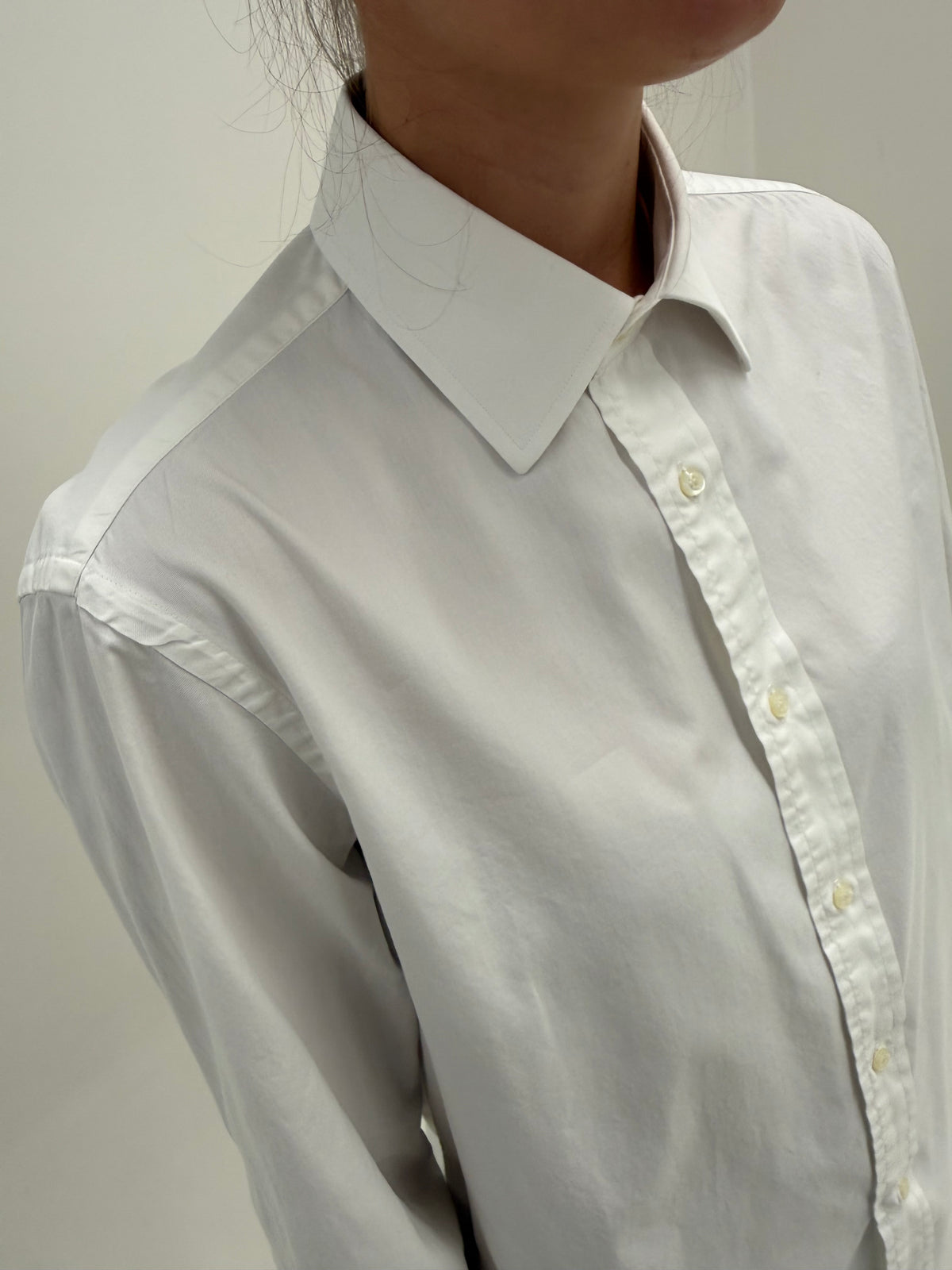 Cămașa premium italiană petite cu butoni din poplin de bumbac