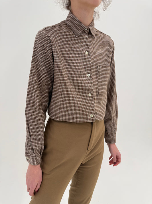 Cămașa / overshirt italian gros camel din tweed de lana