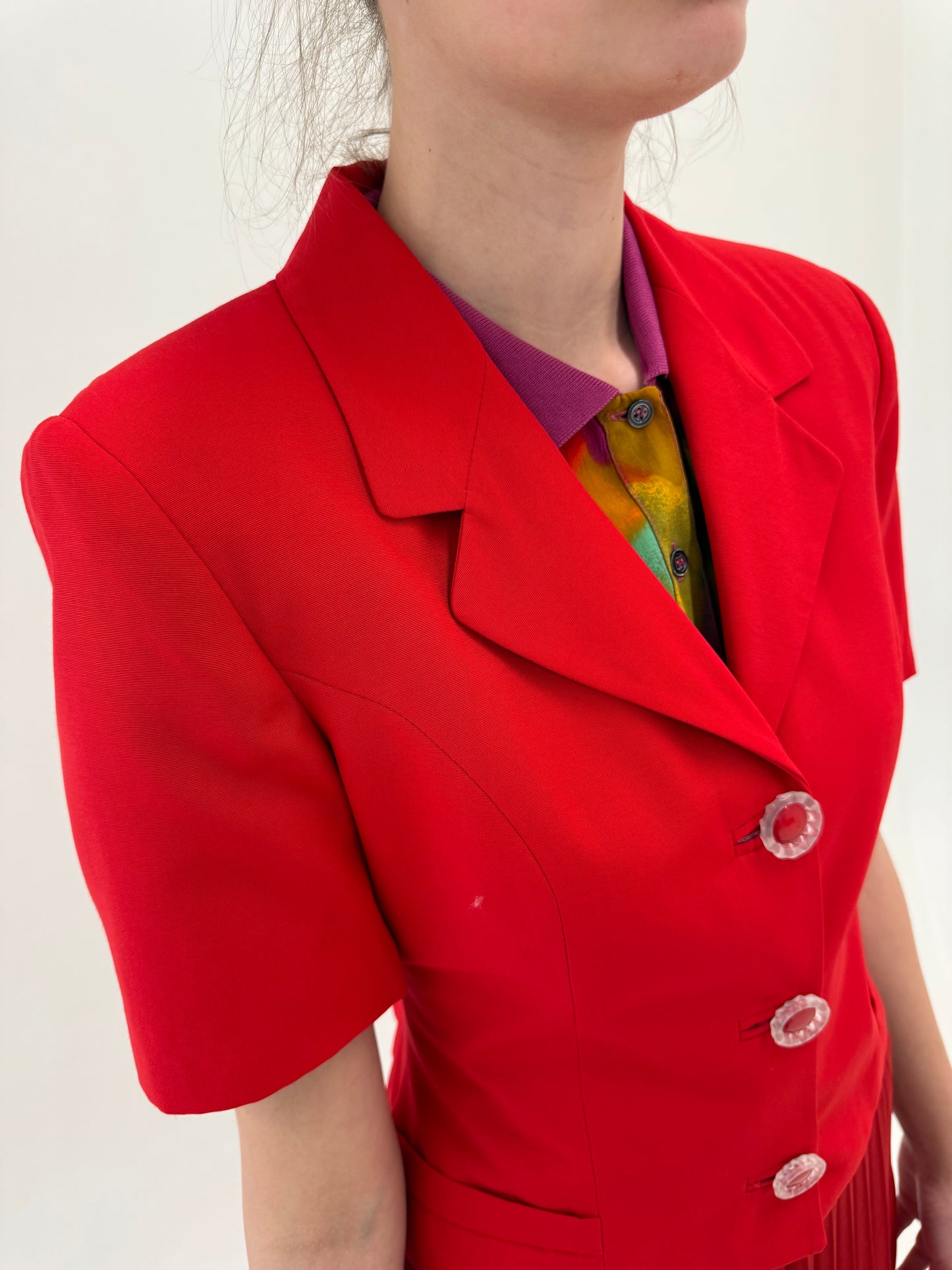 Sacou cambrat de sezon cald cherry red