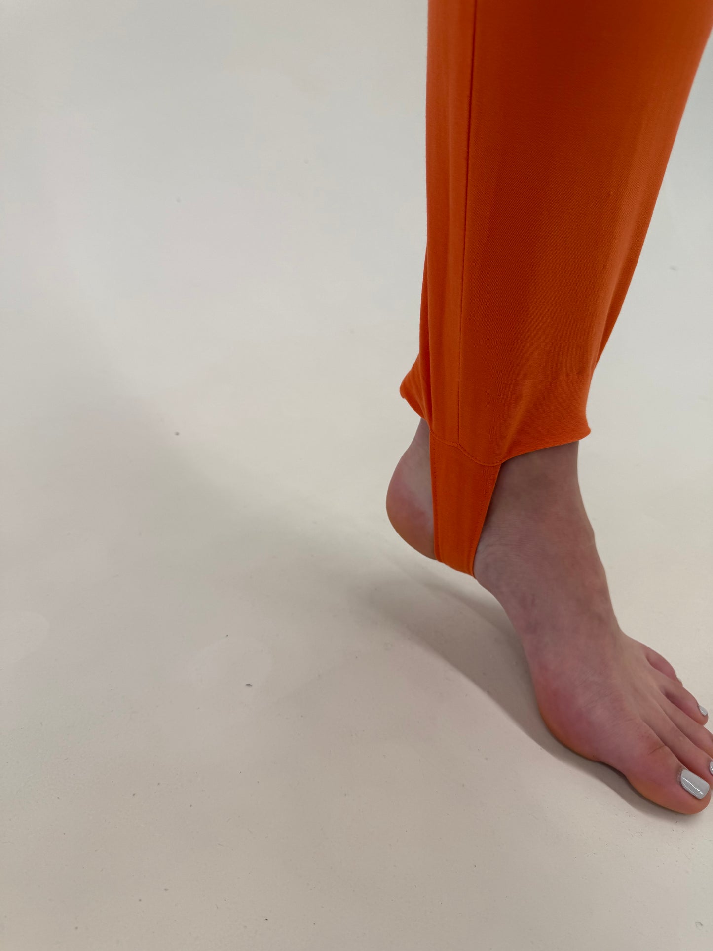 Pantaloni high end italienești oranj l cu etrier din bumbac modelator