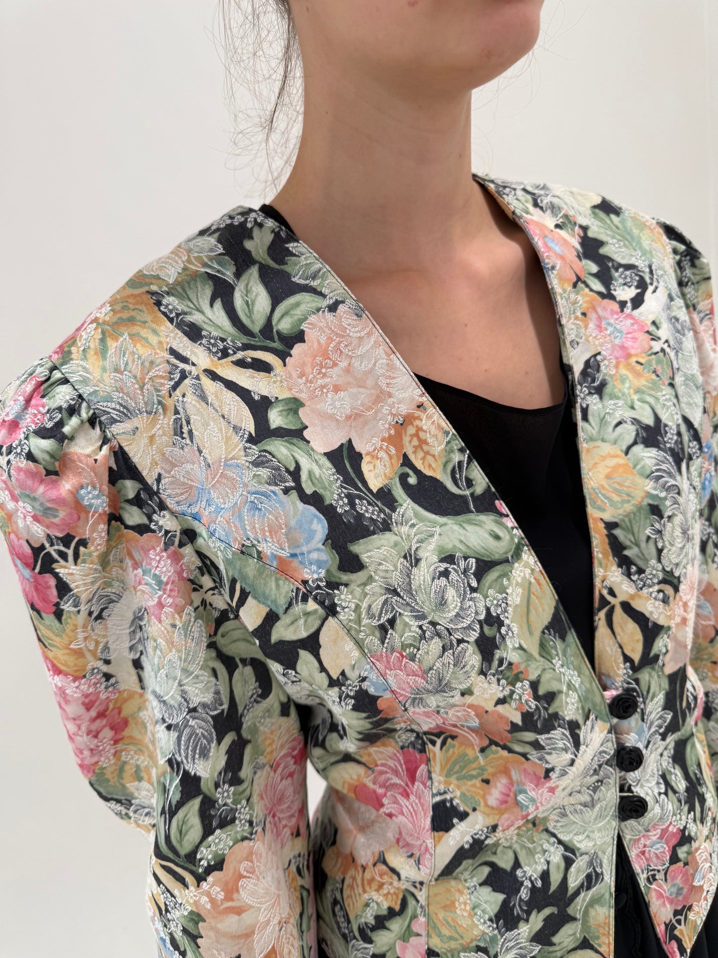 Sacou vintage cu umeri bufanți din jacquard superb de bumbac