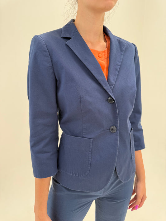 Sacou clasic Max Mara Navy din poplin de bumbac