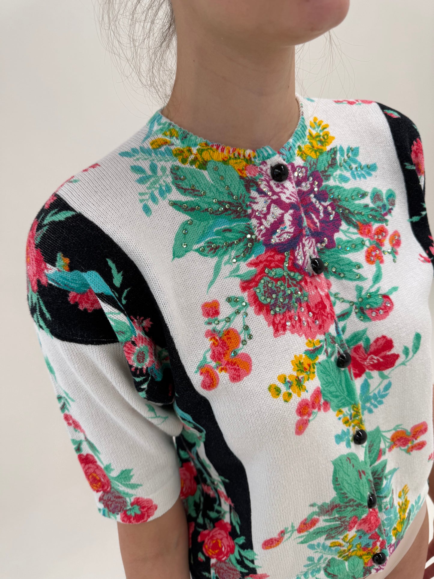 Top luxury Blumarine din tricot de bumbac cu print superb