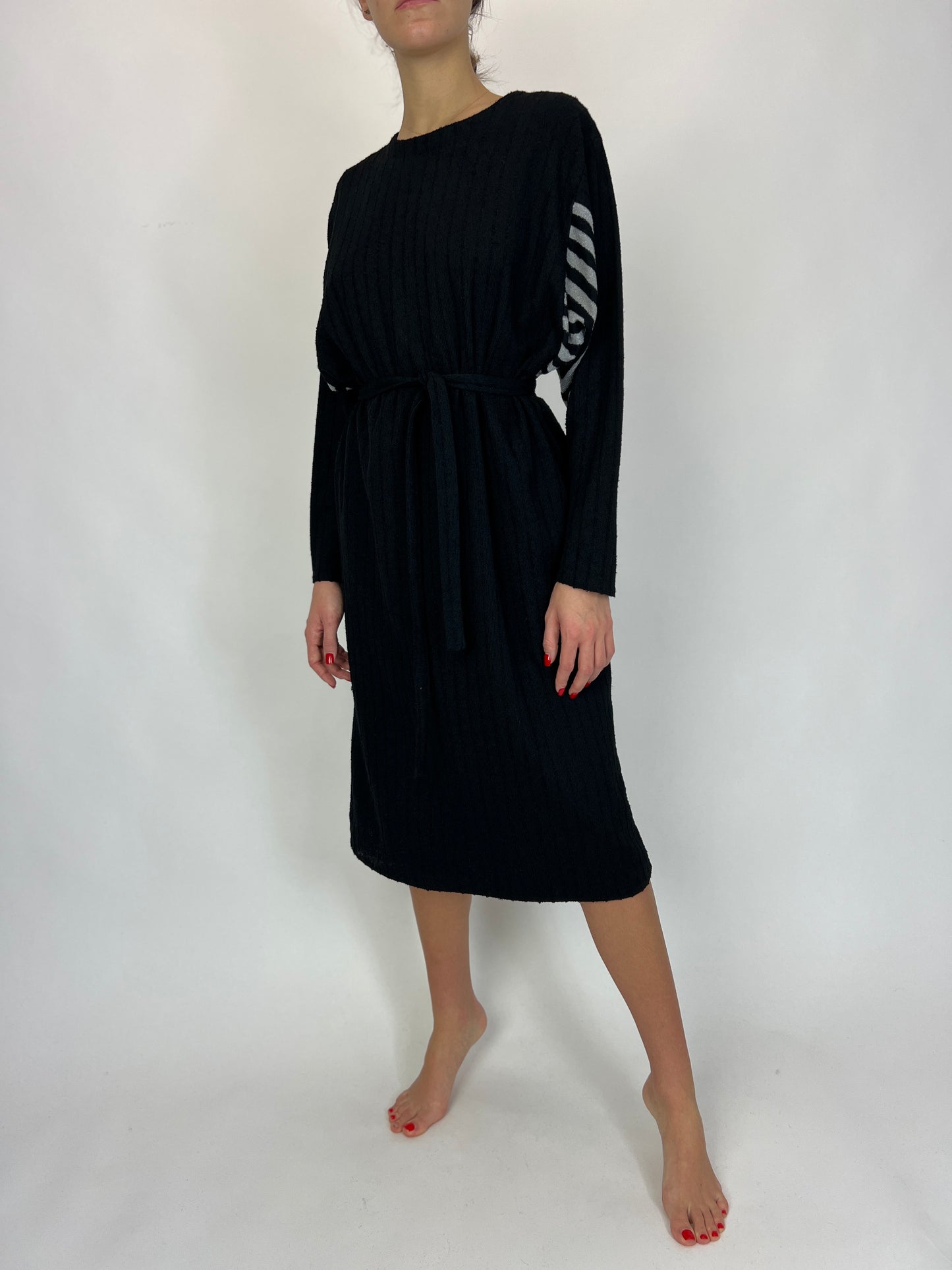 Rochie vintage cu mânecă fluture din tricot plin texturat