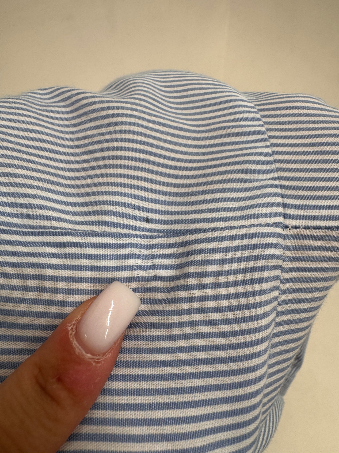 Rochie vintage italiană de designer in dungi fine baby blue cu talie marcată