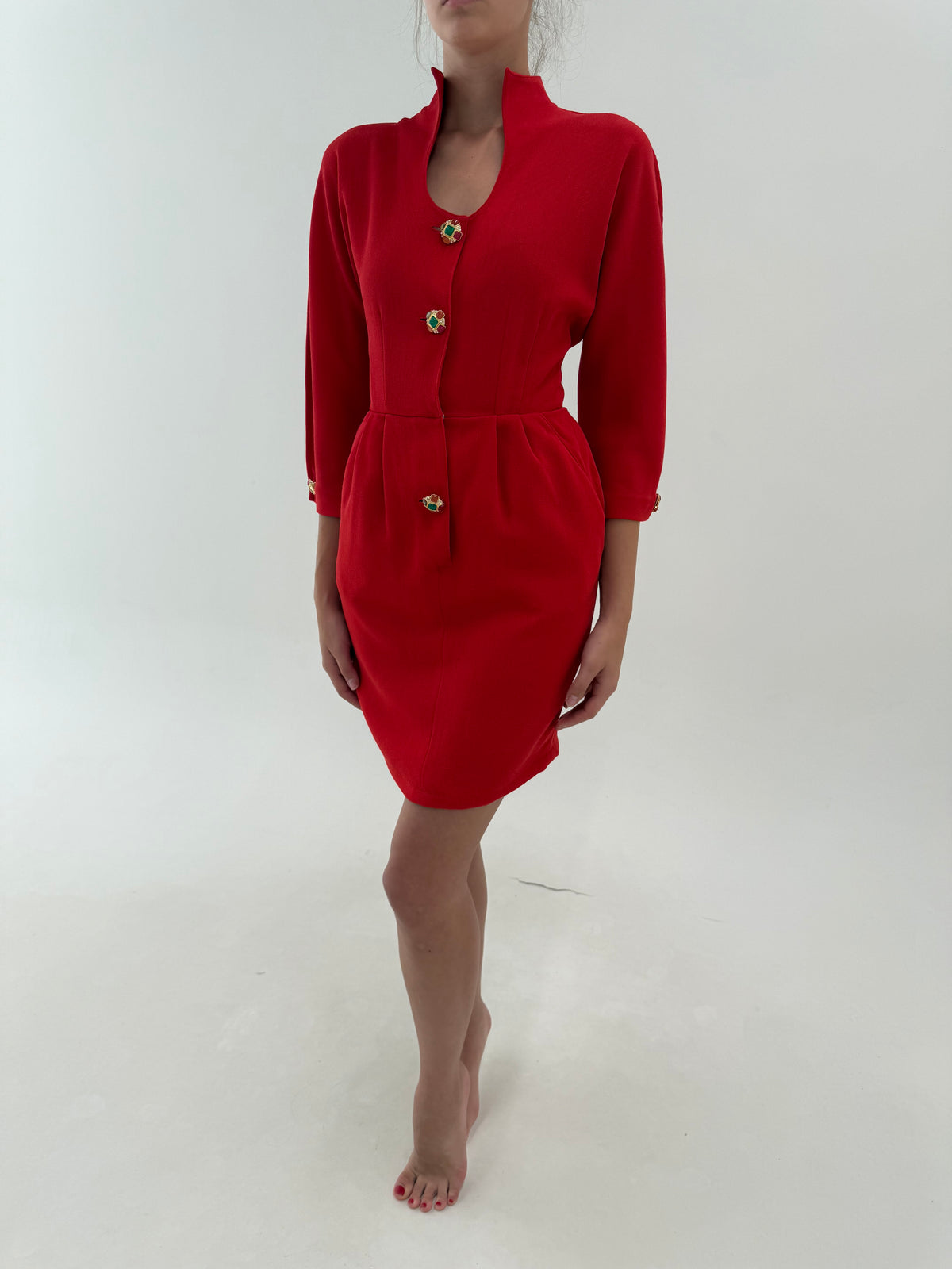 Rochie vintage de brand luxury italian Pinuccia Botondi Milano din lana extrafina