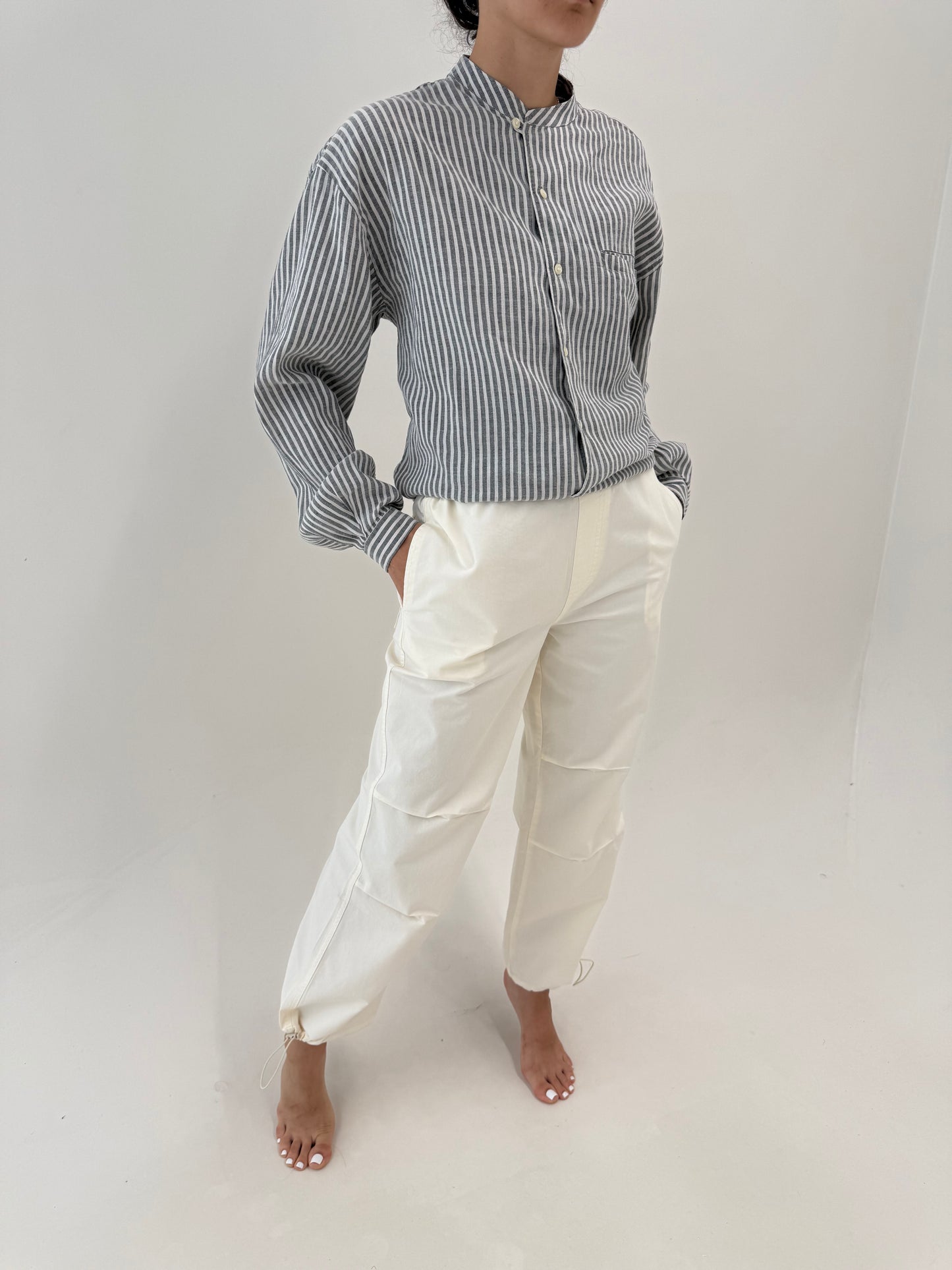 Pantaloni cu tiv baloon și influențe casual din bumbac excepțional cu talie reglabilă