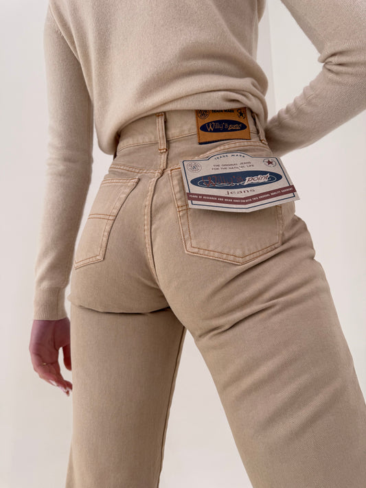 Jeans vintage noi cu etichetă și talie înaltă din bumbac gros nude tall