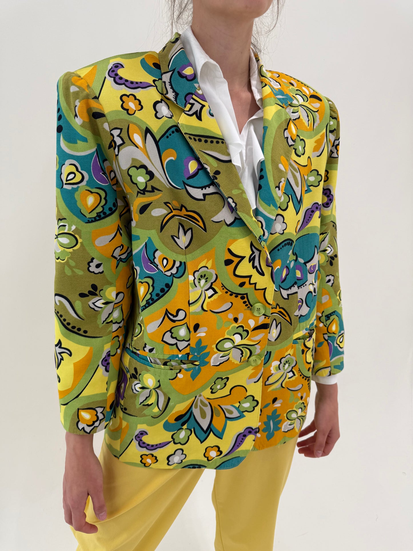 Sacou vintage de vară petite cu print superb din faille