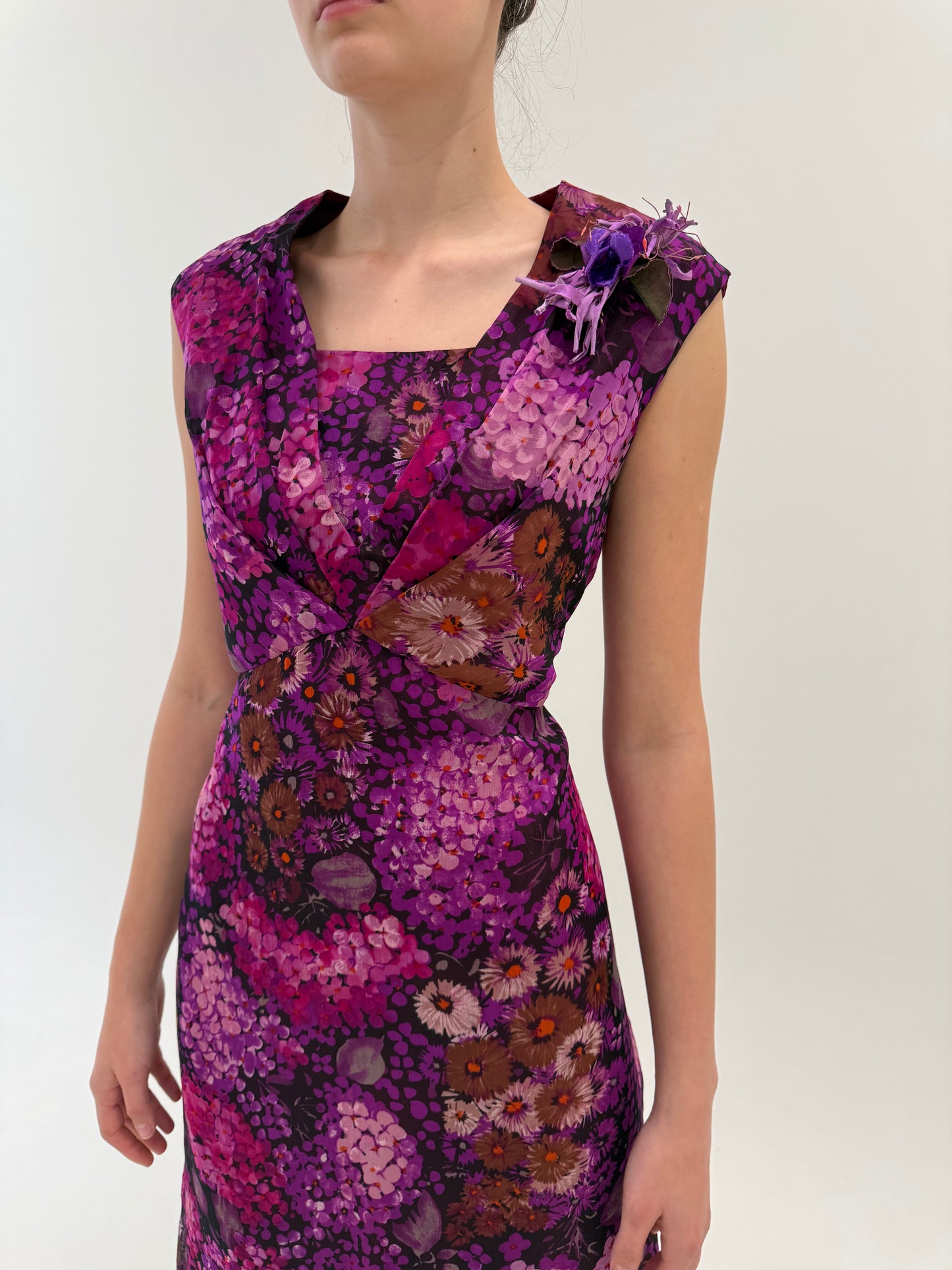 Rochie maxi vintage din mătase naturală în culori superbe