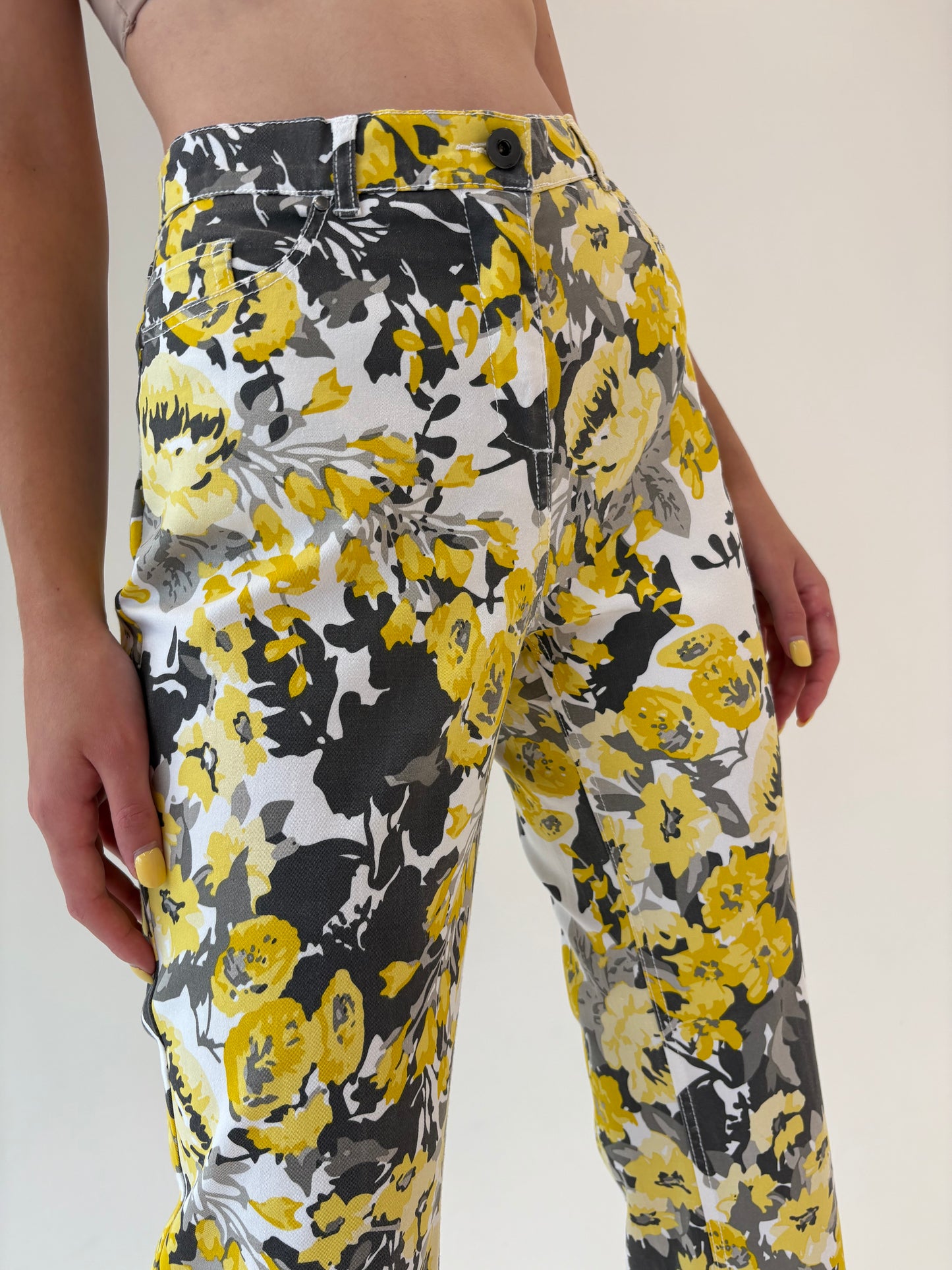 Pantaloni modelatori confort din poplin strech cu print superb