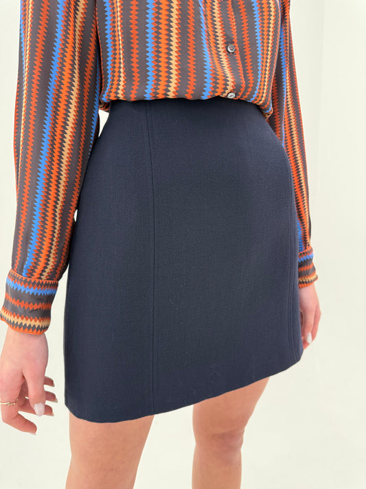 Fustă italiană mini din lanita extrafina de primăvară cu talie ultra înaltă