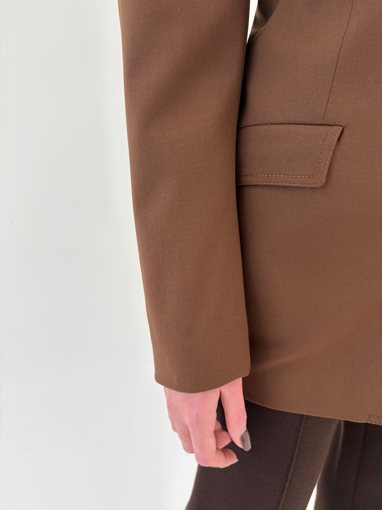 Sacou de brand luxury italian chocolate brown din stofă confort de lana