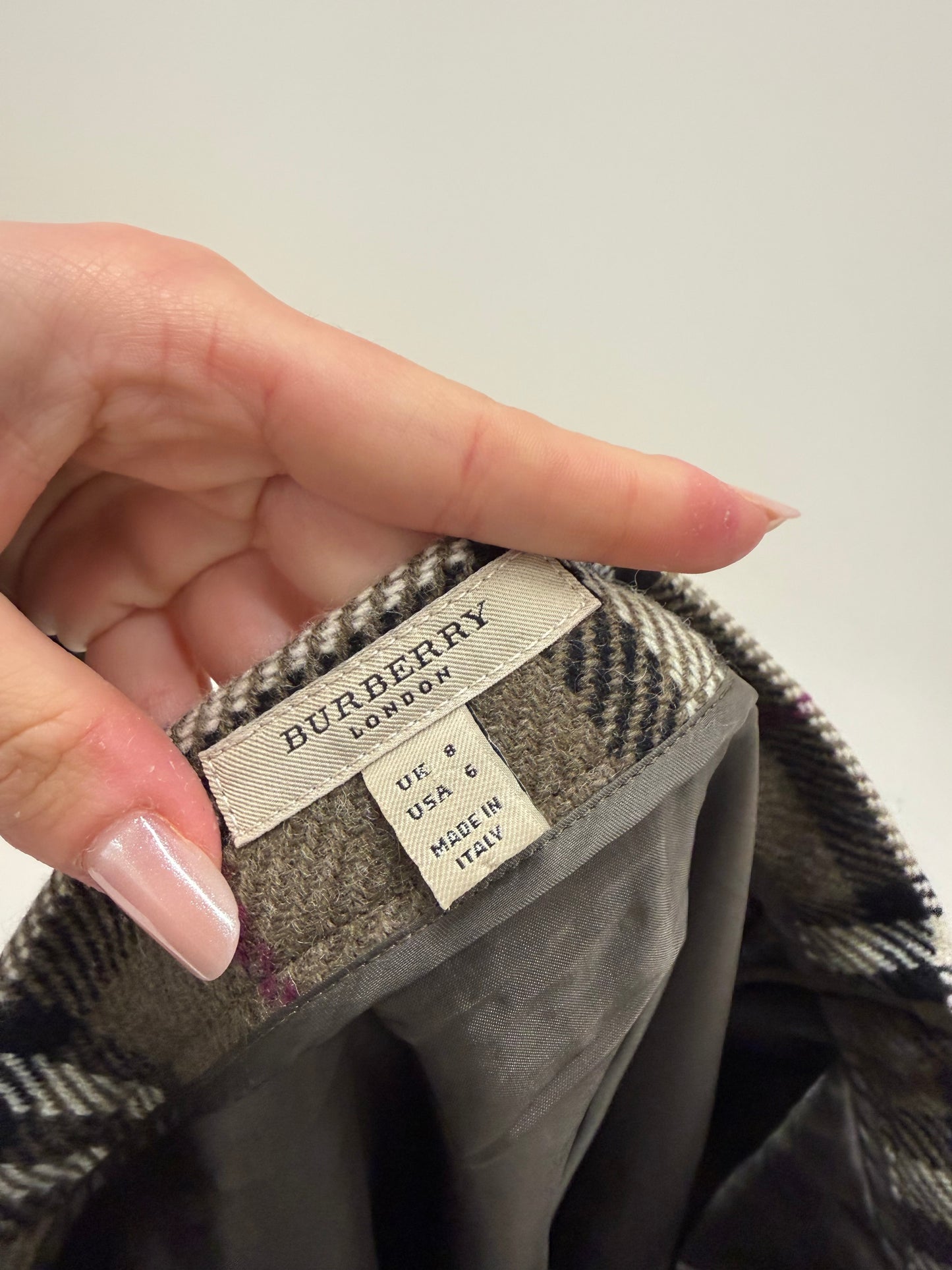 Fustă amplă Burberry cu print specific brandului din lana extrafina