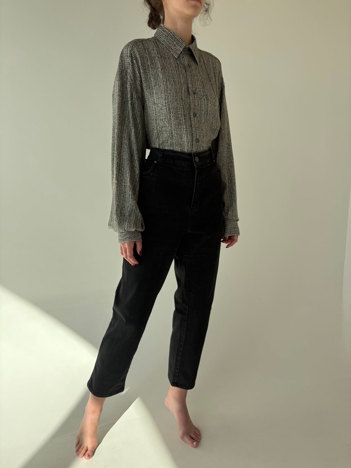 Jeans vintage ultra confort modelatori cu talie înaltă