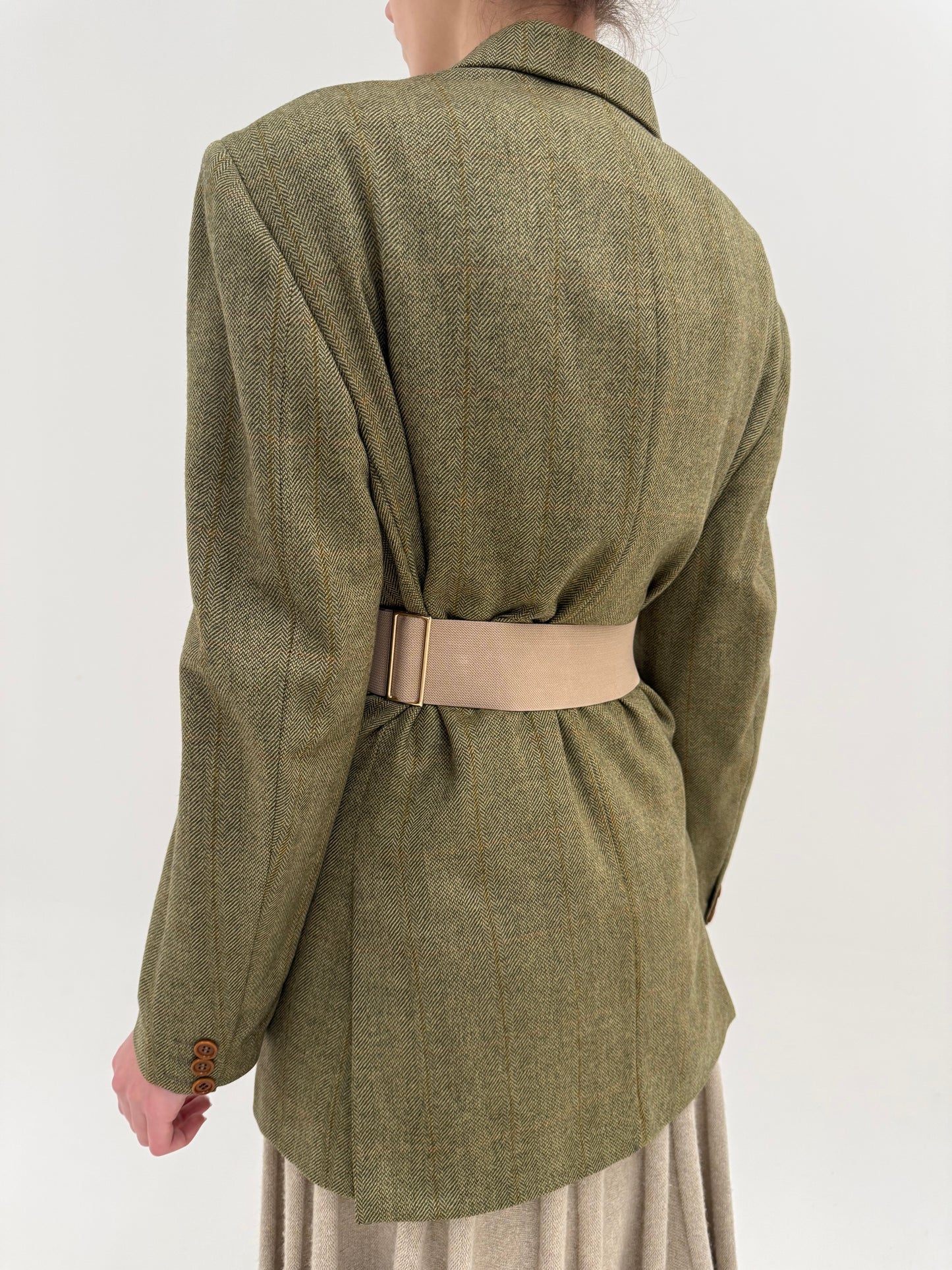 Sacou din tweed excepțional camel și kaki Zegna în croi actual