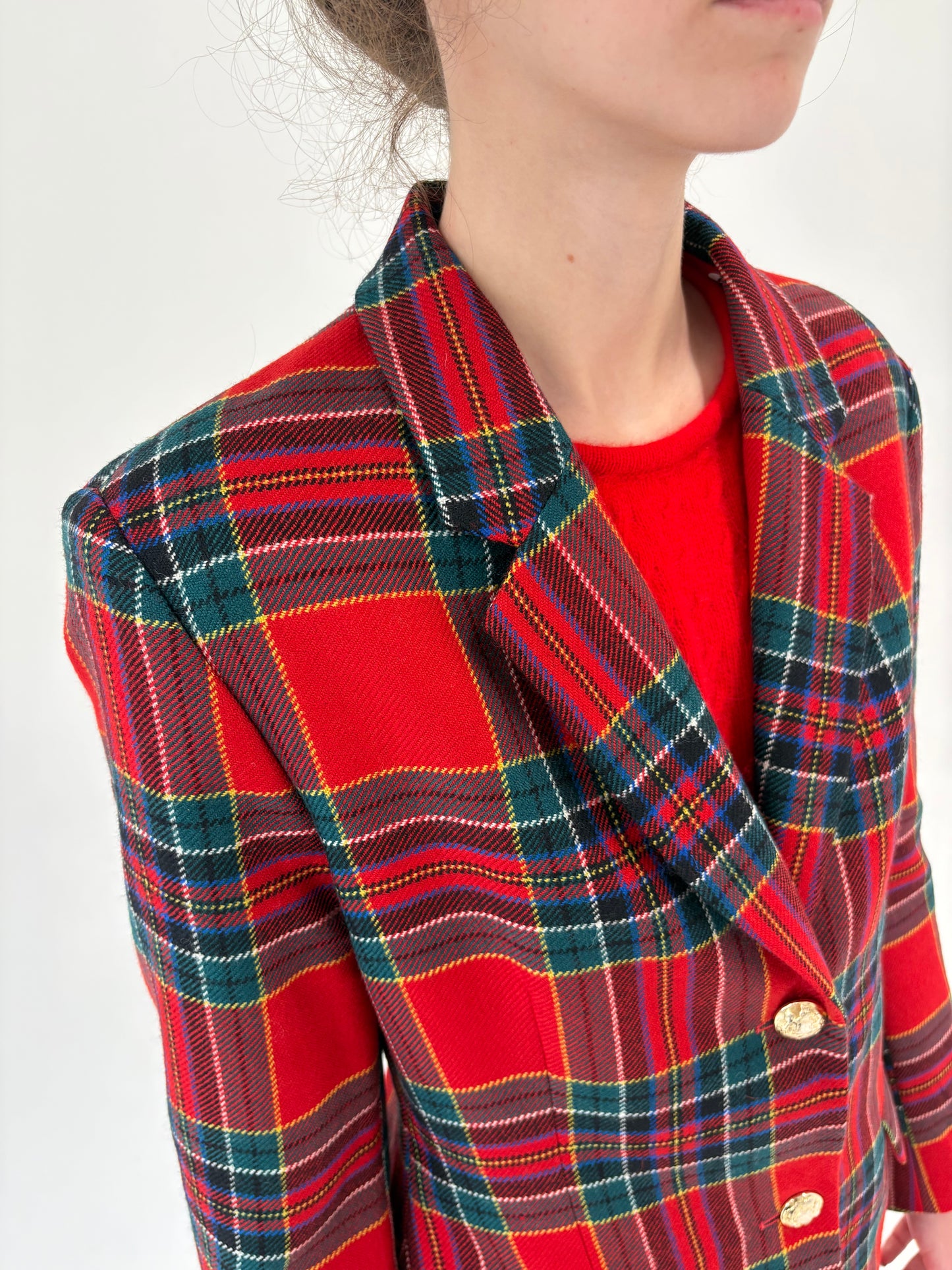 Sacou vintage din tweed de lana pura virgină certificată